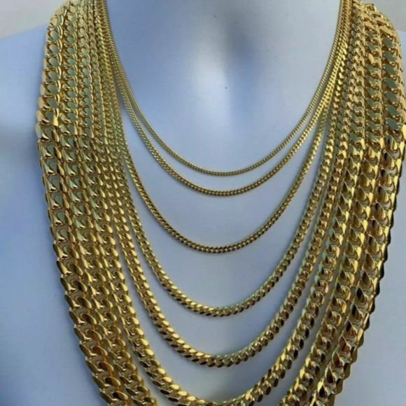 Real Solid 925 Gold Miami Cuban Chain - All Sizes Available